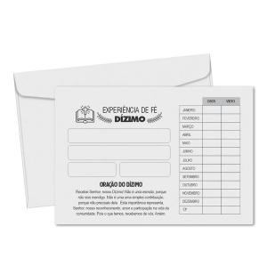 Envelopes de Dizimos offset 75g 11.4x16.2cm 1x0  e 4x0 Branco Padrão 